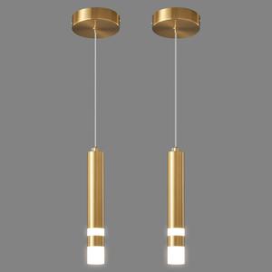 Modern Pendant Light Kitchen Fixture Dimmable LED Gold Mini Pendant Lighting fo Kitchen Island Bedroom Bedside Table Small Pendant Lights (2-Pack)