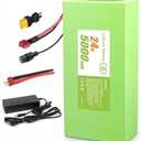 LGNUO 24V Battery 20Ah Li-ion Battery with 1-3A BMS, T-Plug Wiring, Waterproof PVC Outer Case for 200-1000W DIY Projects 