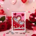 Kathfly Valentine's Day Wooden Sweetheart Candy Box Shaker Conversation Hearts Candy Box Decor for Exchange Seasonal Gifting Imitation Heart-shaped Candies Decor Word Stack for Lover Couple Gift