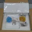 Glass Soap Dispenser for Kitchen, Farmhouse Dish Hand Soap Dispenser Set, Rustproof Pump Dispenser Set with Tray and Dish Brush, Kitchen DecorWhite