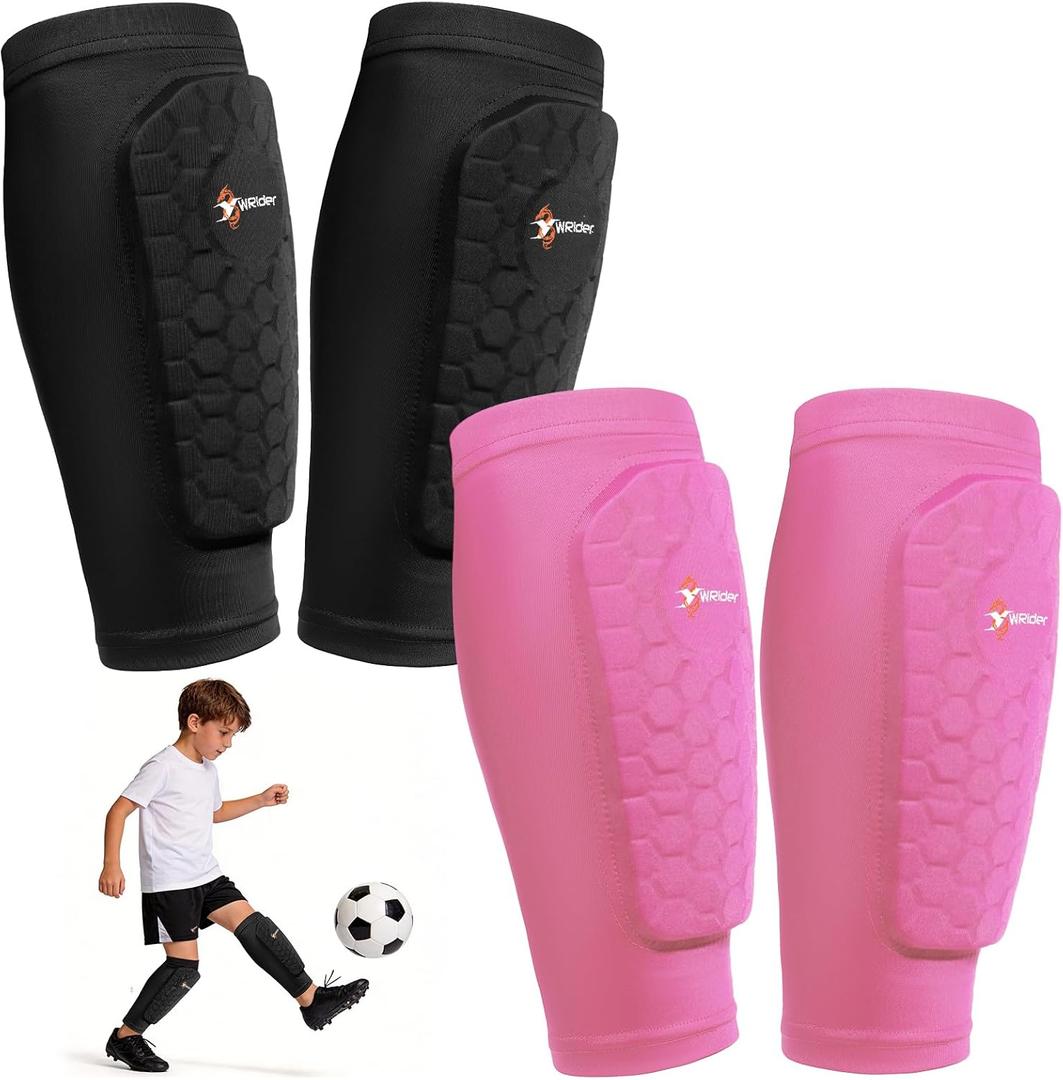 2 Pairs Lightweight Soccer Shin Guards for Kids Youth Adult, Medium