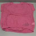 Crochet Tops for Women Spring Summer Shirts Cute Mesh Top Cap Sleeve Cover Up Pullover Sweater Beach Vacation Clothes (Pink, S)