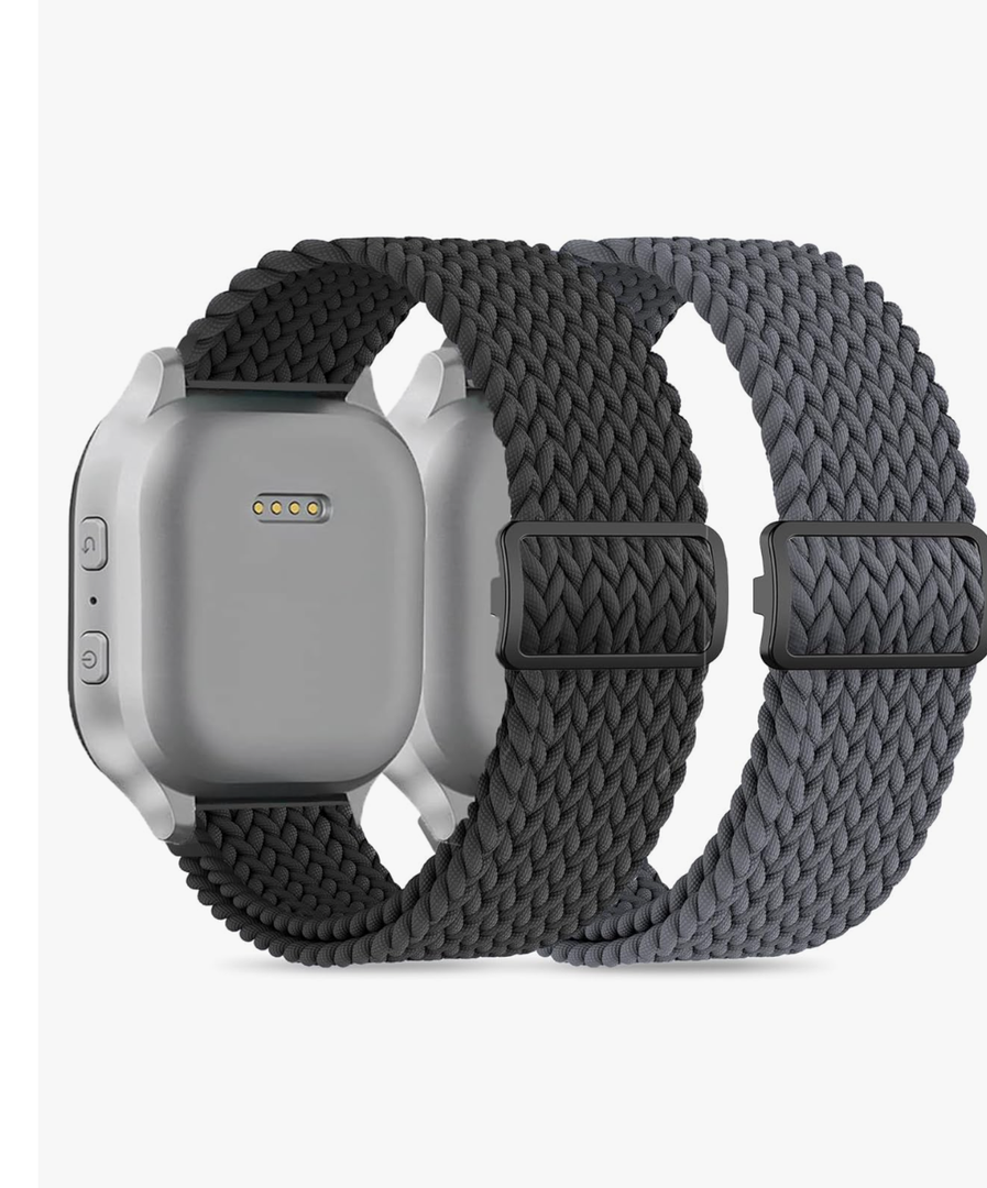 2 Pack Stretchy Nylon Braided Band for Kids - Compatible with Cosmo JrTrack 4 3 2SE 2 1/Gizmo/Gabb 3e 3 2 1/Garmin Bounce Smart Watch - Breathable Wristband Replacement Straps for Boys Girls