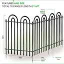 10 Panels Garden Fence, 42in(H)21.6ft(L) Tall No Dig Fence Animal Barrier, Heavy Duty Metal Tube Decorative Garden Edging Border, Ground Defense Temporary Fencing for Outdoor Yard, Black