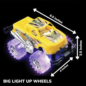 Light-Up Monster Truck Toys (2-Pack)  Push-&-Go Cars with Glowing Wheels  Birthday Gift for Toddlers, Boys & Girls Ages 3+  Durable Friction-Powered Trucks  Batteries Included