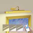 Lights for Pictures on Wall, 16in Battery Operated Picture Lights for Paintings, 5000mAh Wall Lights with Remote and 3 Light Modes,Art Light for Wall Painting,Frame, Portrait, Dartboard - Gold, Pack Of 4