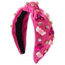 Heart Headband for Women Red Pink Love Headband Rhinestone Beaded Party Accessories Gifts Love Hot Pink