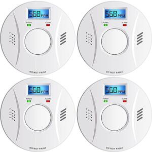 Smoke Detector and Carbon Monoxide Detector Co2 Detector Battery Powered with Test Reset Button 4 Pack