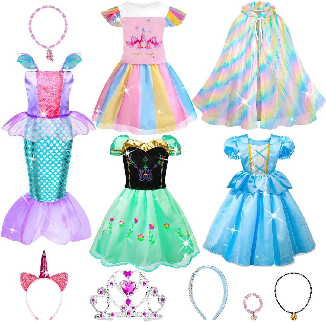 Meland Princess Dress Up - Dress Up Clothes for Girls with Toys,Christmas Birthday Gift for Toddler Girls 3,4,5,6,7,8 Years (Pink)