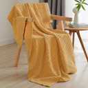 PHF 100% Cotton Waffle Weave Throw Blanket, Soft Lightweight Breathable Cozy Summer Throws for Couch Bed Sofa, Luxury Aesthetic Woven Blanket for Home Decor & Office, 50"x60", Ginger/Honey Yellow (Throw(50"x60"), Ginger Yellow)