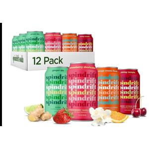 Spindriift Sparkling Flavored Water Variety Pack, Made With Real Squeezed Fruit, 12 Fl Oz Cans (Pack Of 12) Best Before 06/02/26