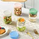 6 x DRKIO 16 Oz Overnight Oats Containers with Lids - 6 Pack Glass Storage Jars with Airtight Lids Wide Mouth Mason Food Jars Great for Meal Prep Salad Chia Pudding Snacks Yogurt Sugar Spice Cereal