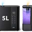 JRD Warm & Cool Mist Humidifiers for Bedroom 5L, Quiet Ultrasonic Air Humidifier Fast Symptom Relief, 50H Runtime, Oil Diffuser, 12H Timer, 7 Color Light for Large Room, Office, Baby, Plants-Black