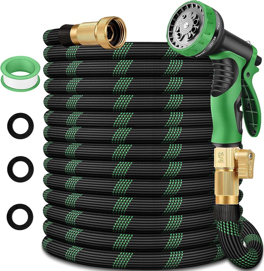 50 ft Garden Hoses - 2026 Upgraded Flexible Water Hose -Lightweight Kink Free&Leak Proof Garden Water Pipe with 10-Function Spray Nozzle & 3/4" Solid Fittings - Ultra Durable Garden Hose for Yard,Lawn