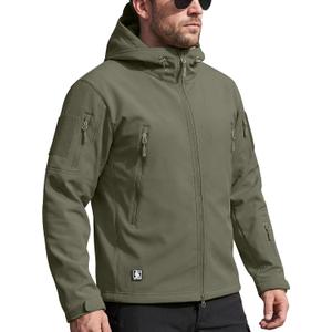 FREE SOLDIER Men's Outdoor Waterproof Soft Shell Hooded Military Tactical Jacket (Green, S)