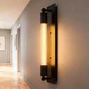 FLSNT Black Wall Sconce, Dimmable Bathroom Vanity Light with 2700K Soft White LED, Modern Bathroom Lighting for Mirror, Bedroom Sconce, Hallway & Living Room Lamp