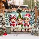 Christmas Backdrop Banner Elf Kids Winter Snow Forest Scene Backdrop Wall Hanging for Party Indoor Outdoor Decor Poster 71 X 43 Inches