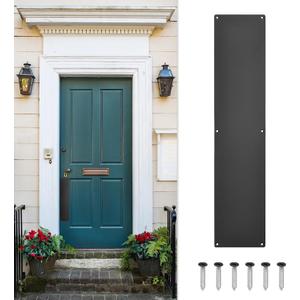 uxcell Aluminum Door Push Plate, 4 x 16 Inch, Black, 1.5mm Thick, for Exterior Doors