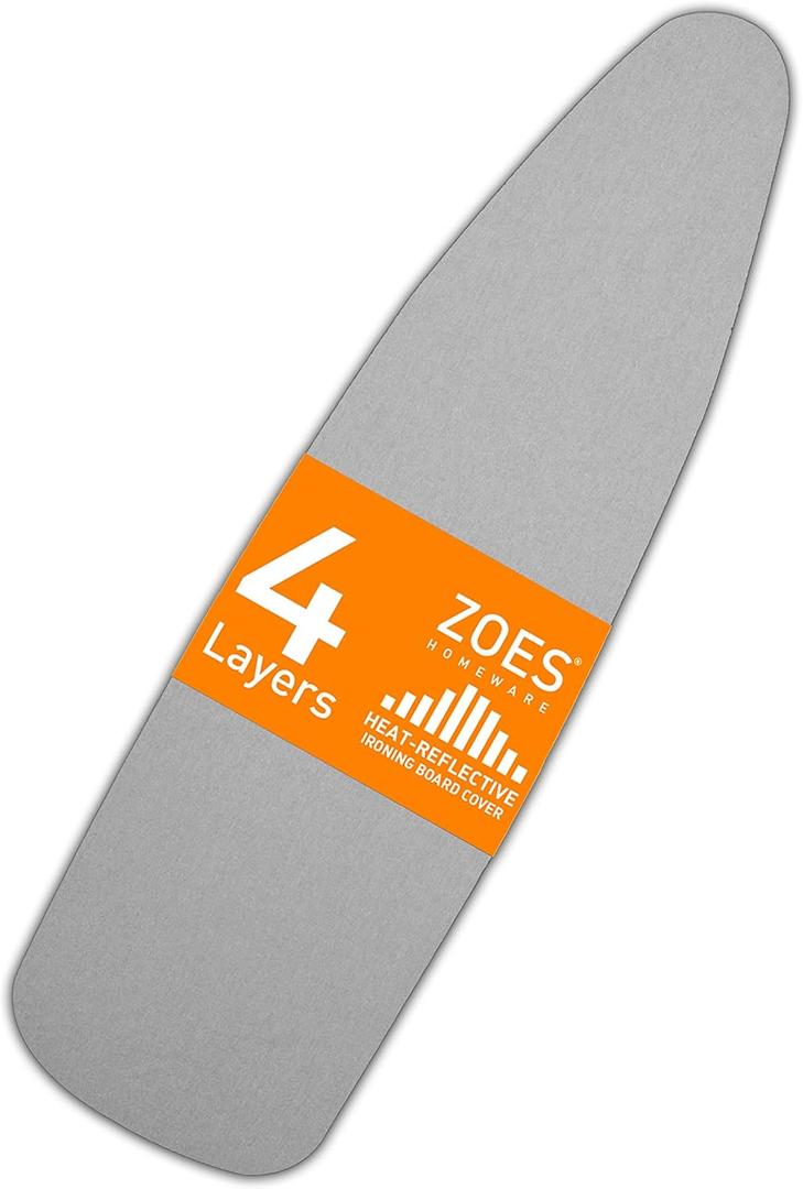 Ironing Board Cover and Pad | 100% Cotton Cover with Padding Standard Size with Aluminum Coating | Heat-Reflective Ironing Board with Elastic Edges Set | 54"x15" Grey (Gray)