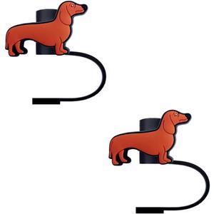 3 x Dachshund Dog Silicone Straw Covers for Stanley Cup, Reusable, Cute Toppers Accessories for Tumblers, 2PCS Decorative & Personalized Straw Cover Cap (a)