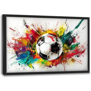 Large Framed Soccer Wall Art,Graffiti Decor Canvas Print 36" L x 24" W
