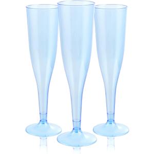 WDF 36 Pack Clear Blue Plastic Champagne Flutes - 7OZ Blue Champagne Flutes Plastic, Champagne Glasses Disposable for Party & Wedding