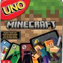 Mattel Games UNO Card Game, Gifts for Kids and Family Night, Themed to Minecraft Video Game, Travel Games, Storage Tin Box
