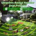Sonic Racoon Fortress Pro IP65 Solar Ultrasonic Animal Repellent Outdoor Deer Repellent Devices Cat Deterrent Deer Alarms for Gardens with Motion Sensor&Light Rabbit Squirrel Skunk Dog Repeller(4)