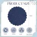 Set of 12 Navy Blue Cotton Placemats 15 Inch Round Scalloped Embroidery Placemats Washable Double Layered Rustic Table Mat Fabric Napkins for Wedding Table Decor