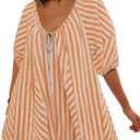 SENSERISE Womens Oversized Striped Romper Dress Shorts Jumpsuit Beach Vacation Clothes with Pockets (Small, Yellow Orange)