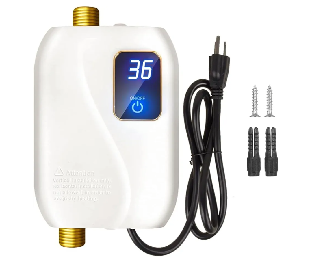 Tankless Water Heater Electric 110V, 3000W Instant Electric Water Heater, Under Sink Water Heater with Digital Display, On Demand Hot Water heater Electric for Kitchen Bathroom Washin