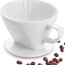 hailanbao Handmade Pour over Ceramic Coffee Dripper - Authentic Brewing Experience for Camping, Office, and Home (White)