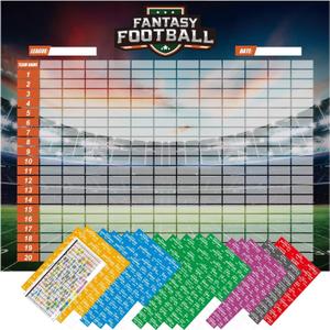 KIKIGO 2026 Fantasy Football Draft Board Kits 12 Team 20 Round 500+ Labels