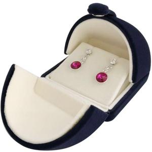 Navy Blue Velvet Premium Grade Jewelry Box for Earrings Necklace Double Layer Modern Unique Design Packaging Gift for Her (Jewelry is not included)