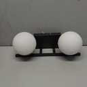 Ralbay Matte Black Bathroom Light Fitures 2-Light Mid Century Modern Bathroom Light Fixture Matte Black Milky Glass Ball Wall Light Black 2 Light