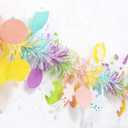 33 Feet Easter Tinsel Garland, Colorful Sequin Spring Decoration in Pink/Yellow/Blue/Green/White, Festive Hanging Floral Decor for Mantel, Tree Stand, Party, Indoor & Outdoor Use