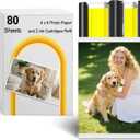 Compatible with Liene Amber M100/M200/M110/M210 4x6" Photo Printer 80 Sheets Photo Paper & 2 Ink Cartridges Refill,Only for DHP512/DHP513/DHP514/DHP515 Printer,Dye Sublimation, Water & Oxidation-Proof