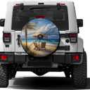 Foruidea Beautiful Beach Palm Trees Spare Tire Cover with Backup Camera Hole Wheel Tire Cover Fit Trailer, RV, SUV and Many Vehicle 17inch