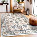 Mcadore 4x6 Area Rugs Washable Boho Rug, Non Slip Carpet for Living Room, Boho Vintage Design Rug, Foldable Soft Low-Pile Rug, Vintage/Multi