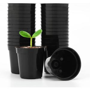 KINGLAKE GARDEN Small Black Plastic Pots,50 Packs 2 Inch Small Plant Pots with Drainage Holes,Mini Nursery Plastic Plant Planters for Succulents,Indoor Outdoor Plant