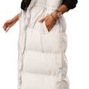 Shanfetl Women's Long Quilted Vest Hooded Maxi Length Sleeveless Puffer Vest Padded Coat Winter Outerwear (Beige)