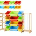 Toy Storage Organizer with Bookshelf and Stuffed Animal Storage - Kids Playroom Organization with 3 Shelves and 12 Bins - Toddler Living Room Toy Box for Collections - Nursery Bedroom Decor Essential