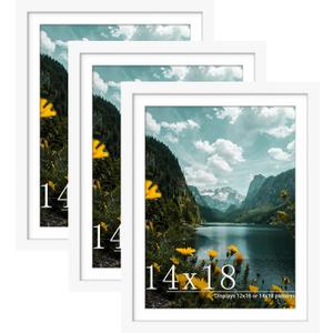 14x18 White Picture Frame, Poster Frame for Wall, 3 Pack | Fits 12x16 Photos With Mat or 14x18 Without Mat, Vertical or Horizontal Wall Mount, Artwork, Gallery Wall & Home Decor