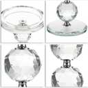 OwnMy Set of 3 Crystal Glass Pillar Candlestick Holders Clear Pillar Candle Holders Sets, Tealight Votive Candle Stands Modern Candle Centerpiece for Living Room Wedding Decor