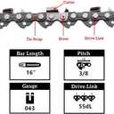 16 inch 3/8-043-55dL Chainsaw Chains and Guide Bar for Stihl 3610 005 0055 MS170 MS180 MS180C MS171 MS181 017 018 61 PMM3 55 (90YNS55X3) (3 chains+1 bar)