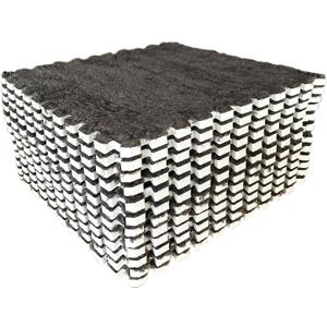 12pcs Interlocking Shaggy Soft EVA Foam Tiled Puzzle Play Mats Protective Floor for Children Kids Room Home Parlor Bedroom (Gray) (Grey)