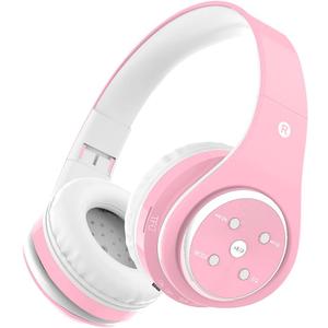 Kids Bluetooth Headphones 85db/110db Volume Limit Wireless/Wired Aux Port Foldable Noise Protection Over-Ear Build-in Mic Headphones for Kids Adults Travel School Phone Pad Tablet PC Pink (Light Pink)
