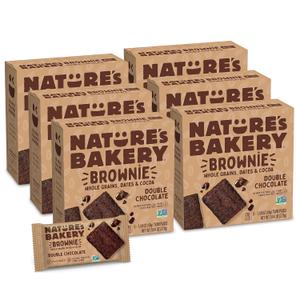 Natures Bakery Double Chocolate Brownie Bars, Whole Grains, Dates, and Cocoa, Plant Based, Dairy-Free, Snack Bar, 6 Count (Pack of 6) (EXP 01/29/27)