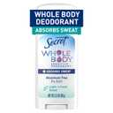 Secret Whole Body Deodorant Dry Feel Stick + Absorbs Sweat for Women, Naturally Derived Ingredients, Light & Fresh Scent, Aluminum Free Deodorant Stick, 72 HR Odor Protection, 2.4 oz (2.4 Ounce (Pack of 1))