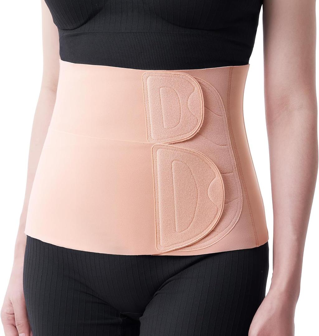 Momcozy Ergowrap Abdominal Binder Postpartum, Post Surgery Belly Binder with 3D Lifting & Back Support, 9" Tummy Tuck Compression Garment,Medium